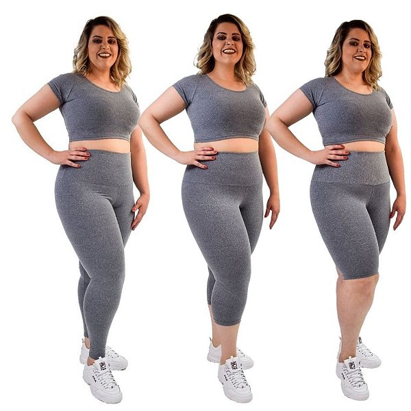 Kit Calça Legging, Bermuda e Corsário Plus Size - Cód: FC-F0681
