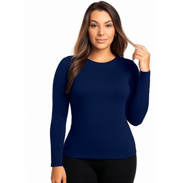Blusa Feminina Térmica Peluciada Azul Marinho