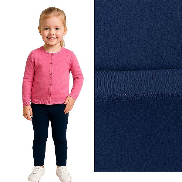 Calça legging Infantil Flanelada suplex Peluciado Azul Marinho