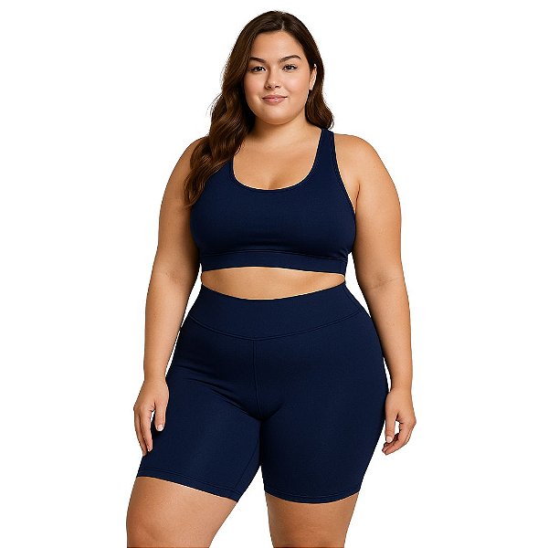 Bermuda Fitness Feminina Plus Size Meia Coxa Petróleo
