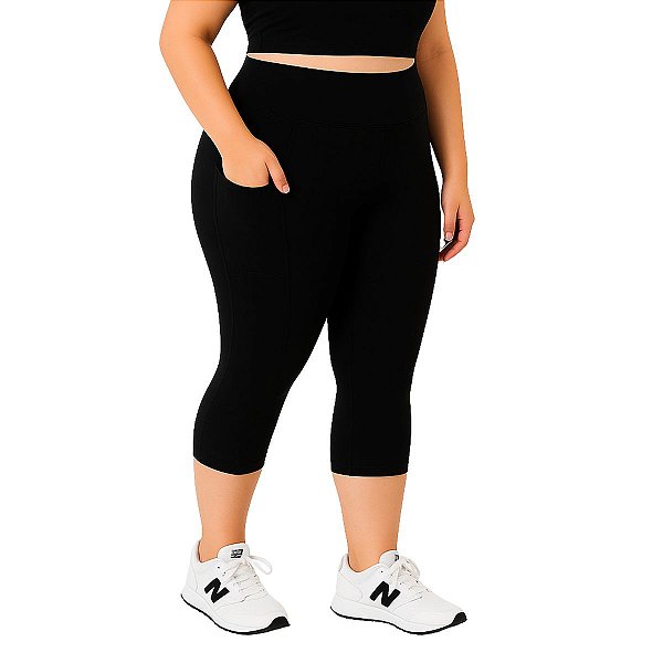 Calça Corsário Plus Size c/ Bolso em Suplex De Poliamida Cód:FC-F3771