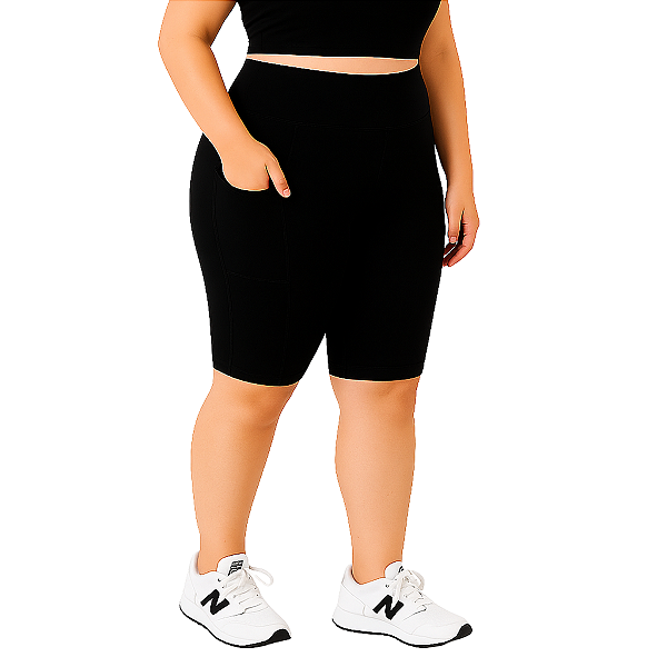 Bermuda Fitness Feminina Plus Size Com Bolsos