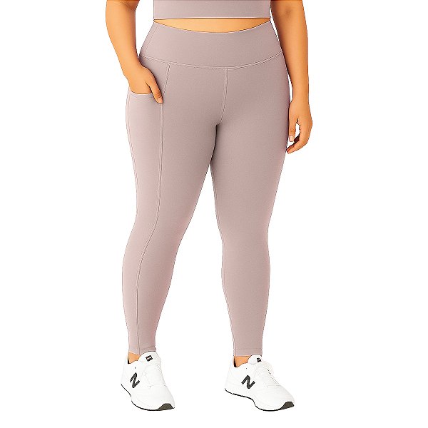Calça Legging Feminina Plus Size Com Bolsos Nude