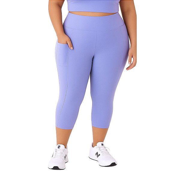 Calça Corsário Plus Size c/ Bolso em Suplex De Poliamida Lavanda