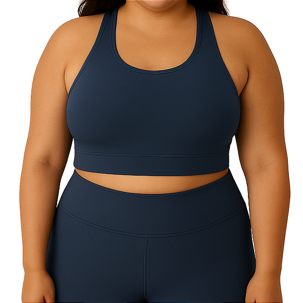 Top Nadador Plus Size Suplex Poliamida Azul Petróleo