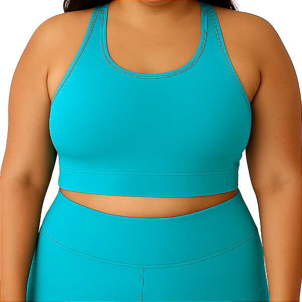 Top Nadador Plus Size Suplex Poliamida Azul Turquesa
