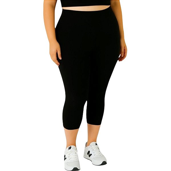 Calça Corsário Fitness Plus Size Preto