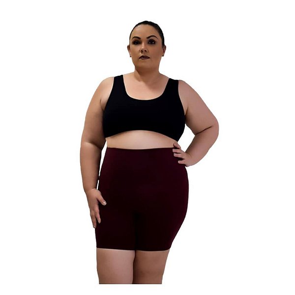 Bermuda Fitness Feminina Plus Size Tamanhos Especiais Meia Coxa Cós 15cm.