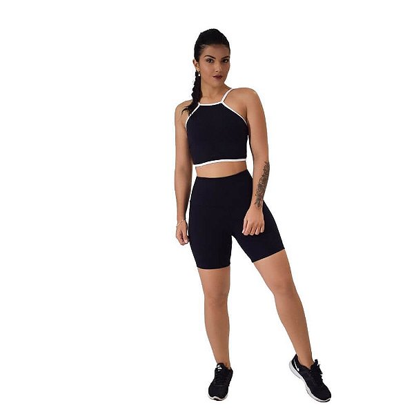 Bermuda Fitness Feminino Meia Coxa Cós 10cm.