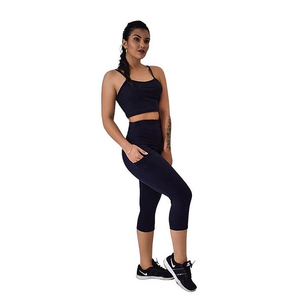 Calça Corsário Feminino Fitness c/ Bolso