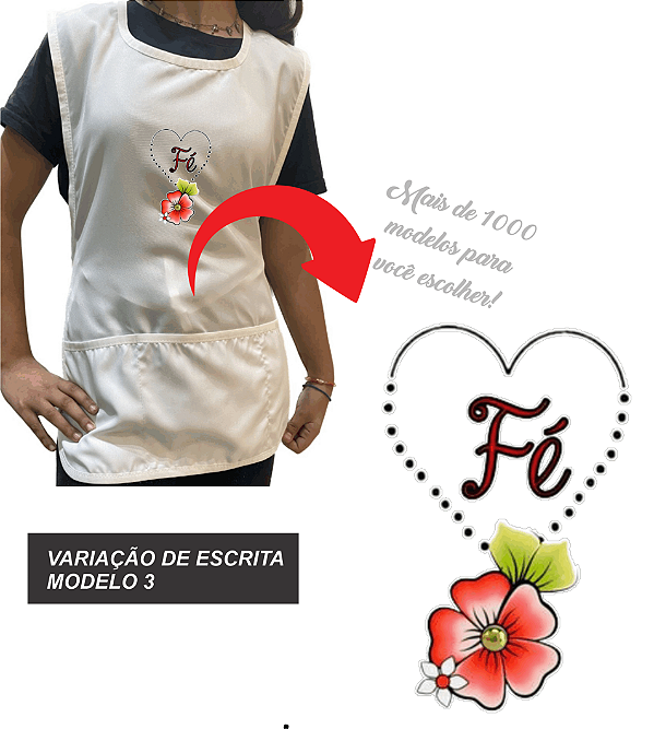 Avental Bata Jaleco Personalizado Modelo Professor 3 Bolsos Escrita Cristã Escolha Sua Escrita no Anuncio Qualidade Premium e Conforto