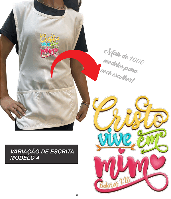Avental Bata Jaleco Personalizado Modelo Professor 3 Bolsos Escrita Cristã Escolha Sua Escrita no Anuncio Qualidade Premium e Conforto