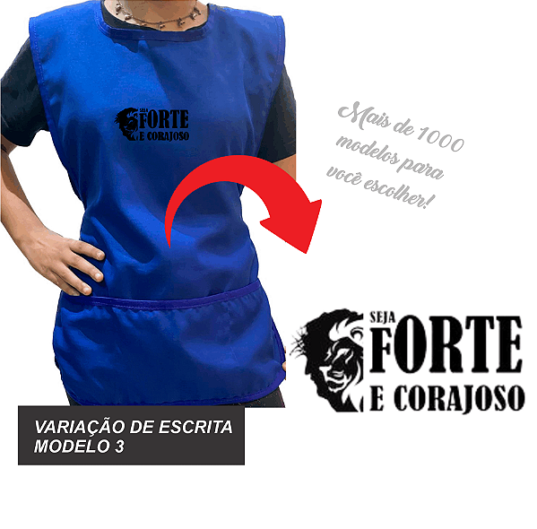 Avental Bata Jaleco Azul Personalizado Modelo Professor 3 Bolsos Escrita Cristã Escolha Sua Escrita no Anuncio Qualidade Premium e Conforto