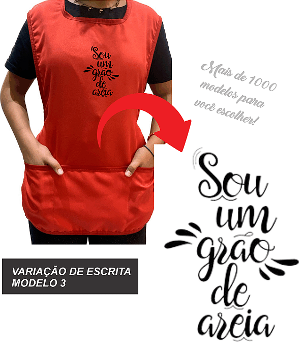 Avental Bata Jaleco Vermelho Personalizado Modelo Professor 3 Bolsos Escrita Cristã Escolha Sua Escrita no Anuncio Qualidade Premium e Conforto