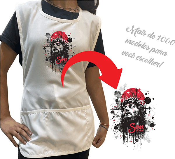 Avental Jaleco Bata Professor Personalizado 3 Bolsos Desenho Cristão e Qualidade Premium Escolha Seu Desenho