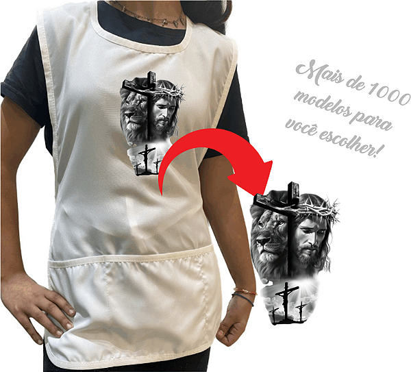 Avental Jaleco Bata Professor Personalizado 3 Bolsos Desenho Cristão e Qualidade Premium Escolha Seu Desenho