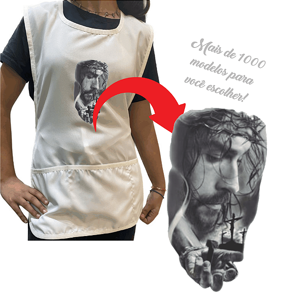 Avental Jaleco Bata Professor Personalizado 3 Bolsos Desenho Cristão e Qualidade Premium Escolha Seu Desenho