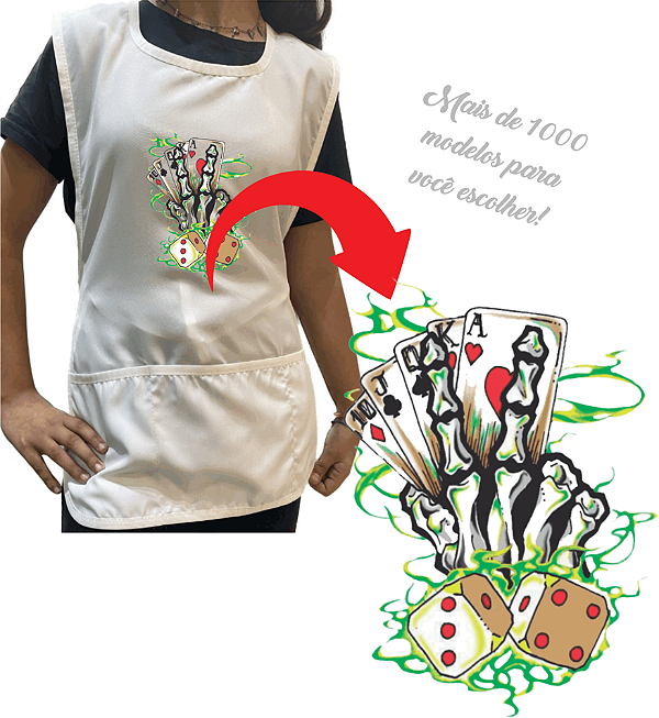 Avental Branco 3 Bolsos Oxford Personalizado com Imagem Fofa Escolha o Modelo de Imagem no Anuncio