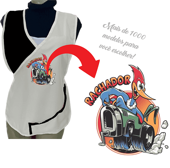 Avental Bata Jaleco Branco Com Bolsos Oxford Personalizado Modelo Delta com Imagem  Desenhos Ilustrativo  Para Escolher no Anuncio