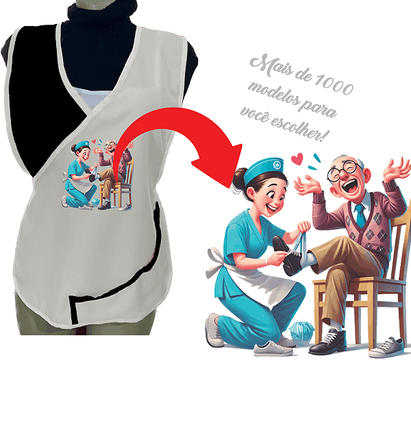 Avental Bata Jaleco Branco Com Bolsos Oxford Personalizado Modelo Delta com Imagem  Desenhos Ilustrativo  Para Escolher no Anuncio