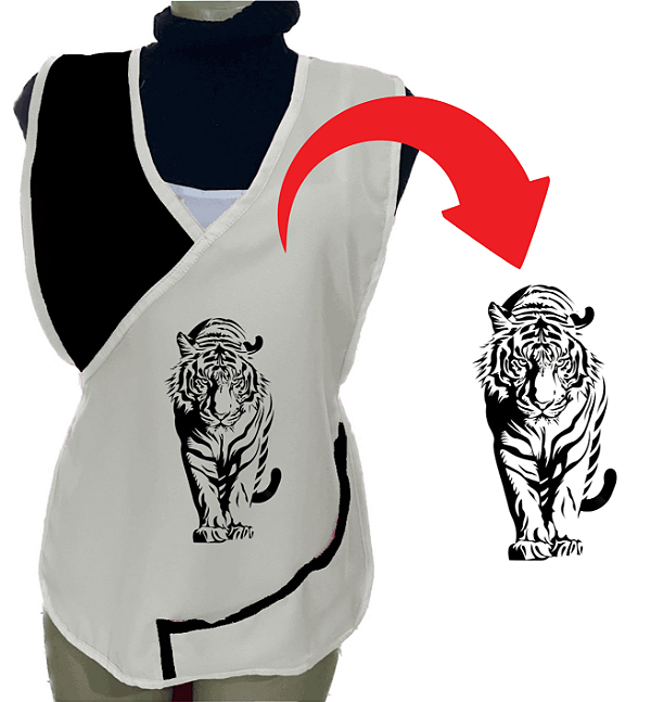 Avental Bata Jaleco Branco Com Bolsos Oxford Personalizado Modelo Delta com Imagem  Desenhos Ilustrativo  Para Escolher no Anuncio
