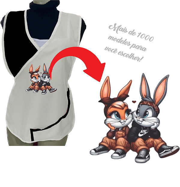 Avental Bata Jaleco Branco Com Bolsos Oxford Personalizado Modelo Delta com Imagem  Desenhos Ilustrativo  Para Escolher no Anuncio