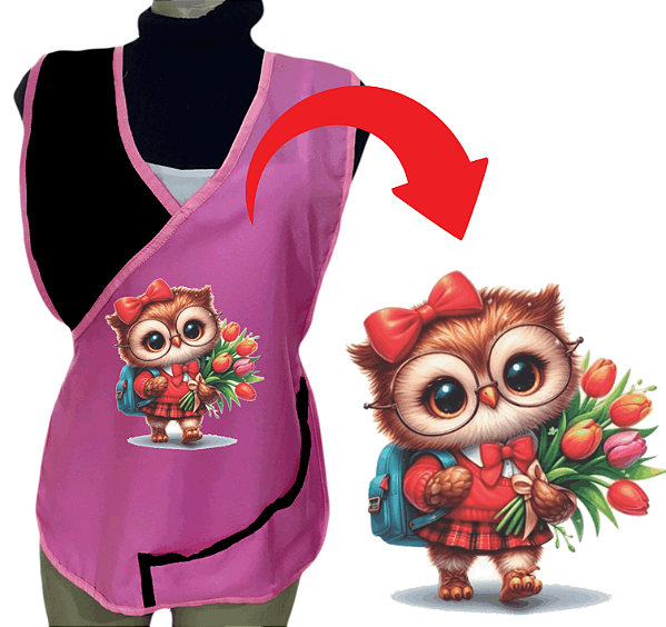 Avental Bata Jaleco Rosa Bebe Com Bolsos Oxford Personalizado Modelo Delta com Imagem  Desenhos Ilustrativo  Para Escolher no Anuncio