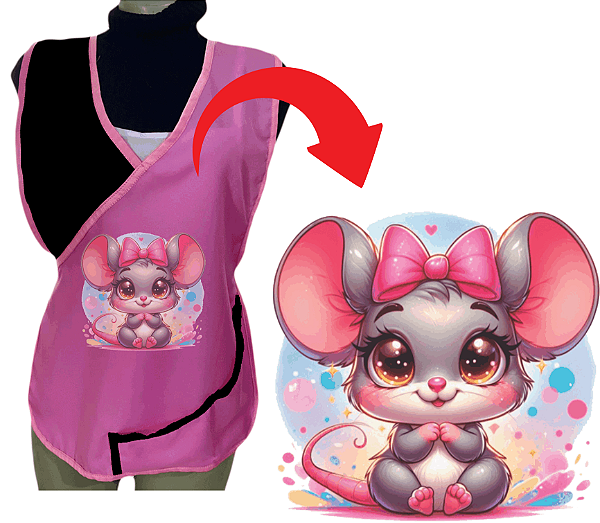 Avental Bata Jaleco Rosa Bebe Com Bolsos Oxford Personalizado Modelo Delta com Imagem  Desenhos Ilustrativo  Para Escolher no Anuncio