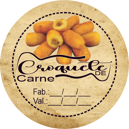 Adesivos e Etiquetas para Croquete de Carne Personalizado Profissionalize suas Embalagens Escolha o seu Modelo Favorito do Adesivo no Anuncio