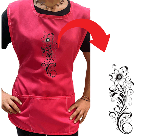 Avental Branco 3 Bolsos em Tecido Rosa Oxford com Imagem Personalizada Divertida e Elegante Conforto Qualidade e Estilo Profissional