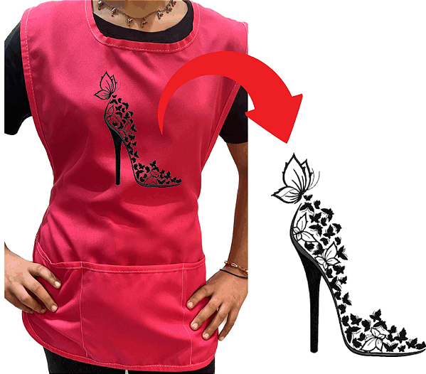 Avental Branco 3 Bolsos em Tecido Rosa Oxford com Imagem Personalizada Divertida e Elegante Conforto Qualidade e Estilo Profissional