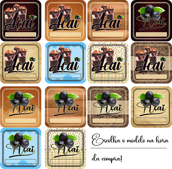 Adesivos e Etiquetas Açaí Personalizado Profissionalize suas Embalagens Escolha o seu Modelo Favorito do Adesivo no Anuncio