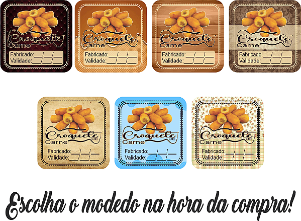 Adesivos e Etiquetas Croquete De Carne Personalizado Profissionalize suas Embalagens Escolha o seu Modelo Favorito do Adesivo no Anuncio