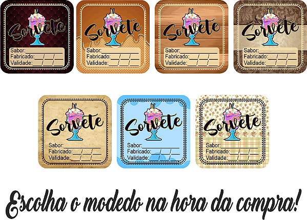Adesivos e Etiquetas Sorvete  Personalizado Profissionalize suas Embalagens Escolha o seu Modelo Favorito do Adesivo no Anuncio