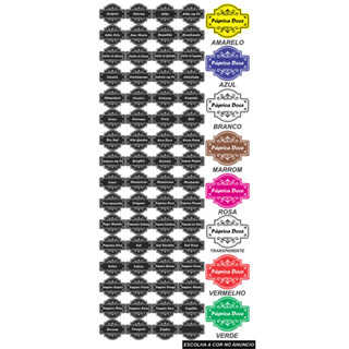 Cartela com 63 Etiquetas Adesivas para Temperos – 5x4cm – À Prova d’Água – Diversas Cores