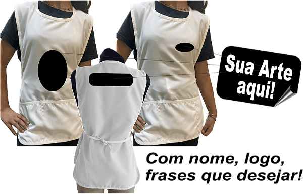 Avental Personalizado com Sua Marca Modelo Bata com 3 Bolsos Profissionalismo e Estilo no Seu Dia a Dia