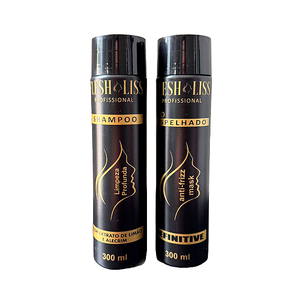 Kit 300ml Escova Definitiva Black Edition + Shampoo | Alisamento 100% Espelhado | Resultado Profissional