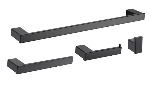 Acessorios  Banheiro 4 Peças Luxo Inox Preto