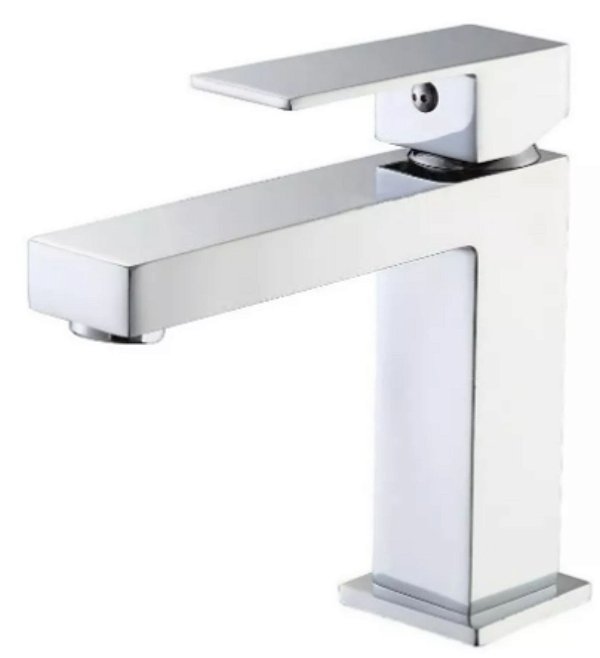 Torneira Banheiro Misturador Bica Baixa Quadrada Em Metal