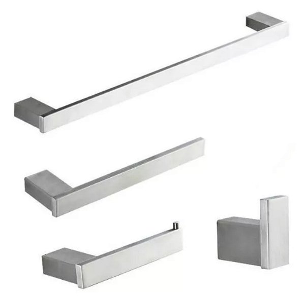 Acessorios  Banheiro 4 Peças Luxo Inox Escovado