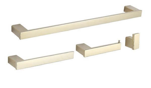 Acessorios  Banheiro 4 Peças Luxo Inox Gold Escovado