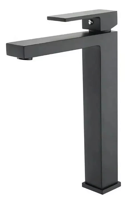 Torneira Banheiro Misturador Bica Alta Quadrada Em Metal Preto Fosco