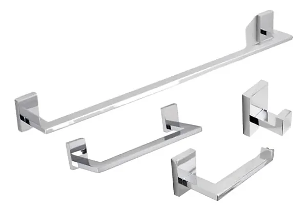 Acessorios  Banheiro 4 Peças Slim Cromado