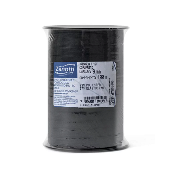 Elástico Crochet Jaraguá 10mm Preto com 100 mts