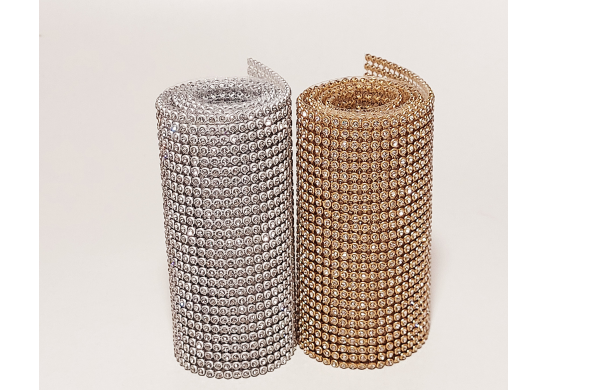 Kit Manta Strass Prata e Dourada 10x45 Cada