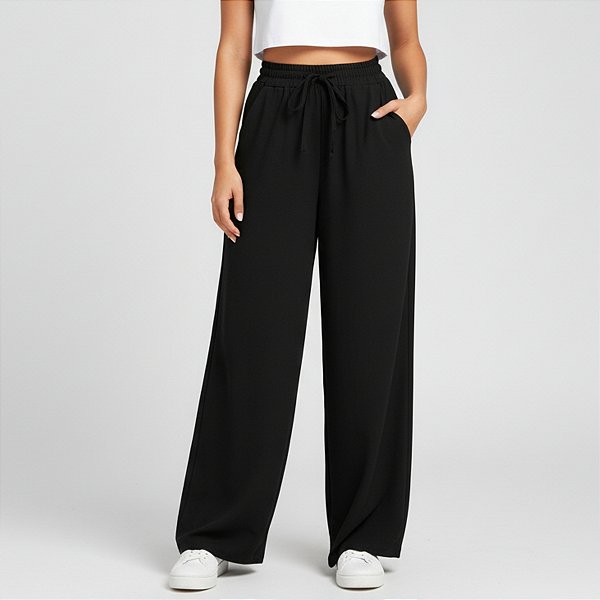 Calça Pantalona Duna Fechada Elástico Cintura