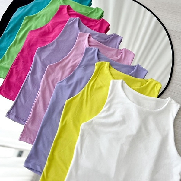 Blusa Regata Feminina Suplex Duplo Básica Lisa