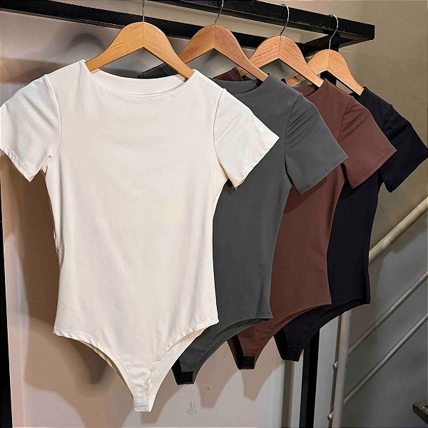 Body Feminino Grécia Manga Curta Suplex Básico