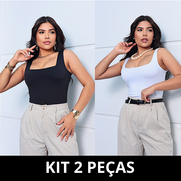 Kit 2 Body Feminino Afrodite Básico Suplex Regata Alcinha Forro Duplo