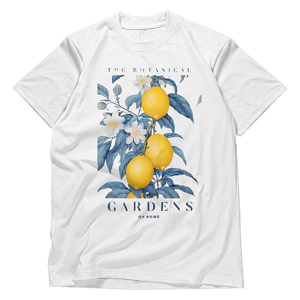 Camiseta Feminina Algodão Estampas Tropicais Moda Verão LIMÃO GARDENS